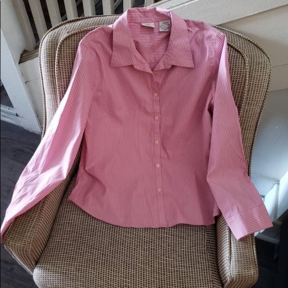 Vintage Pink Striped Button Down Blouse